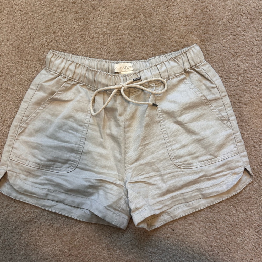 Cynthia Rowley Cream Drawstring Cargo Shorts